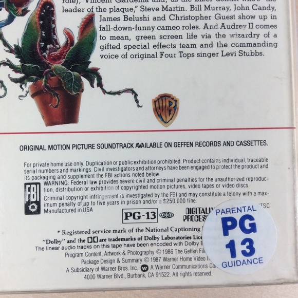 Little Shop Of Horrors VHS Tape Warner Bros 1987 11702 Rick Moranis - Picture 8 of 11